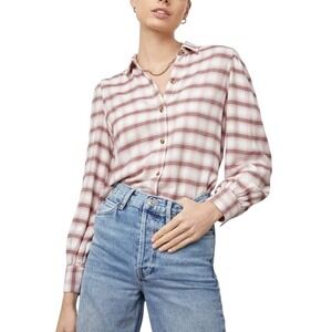 RAILS Angelica Plaid Flannel Button LS Shirt Mauve Rose Iron Medium $168